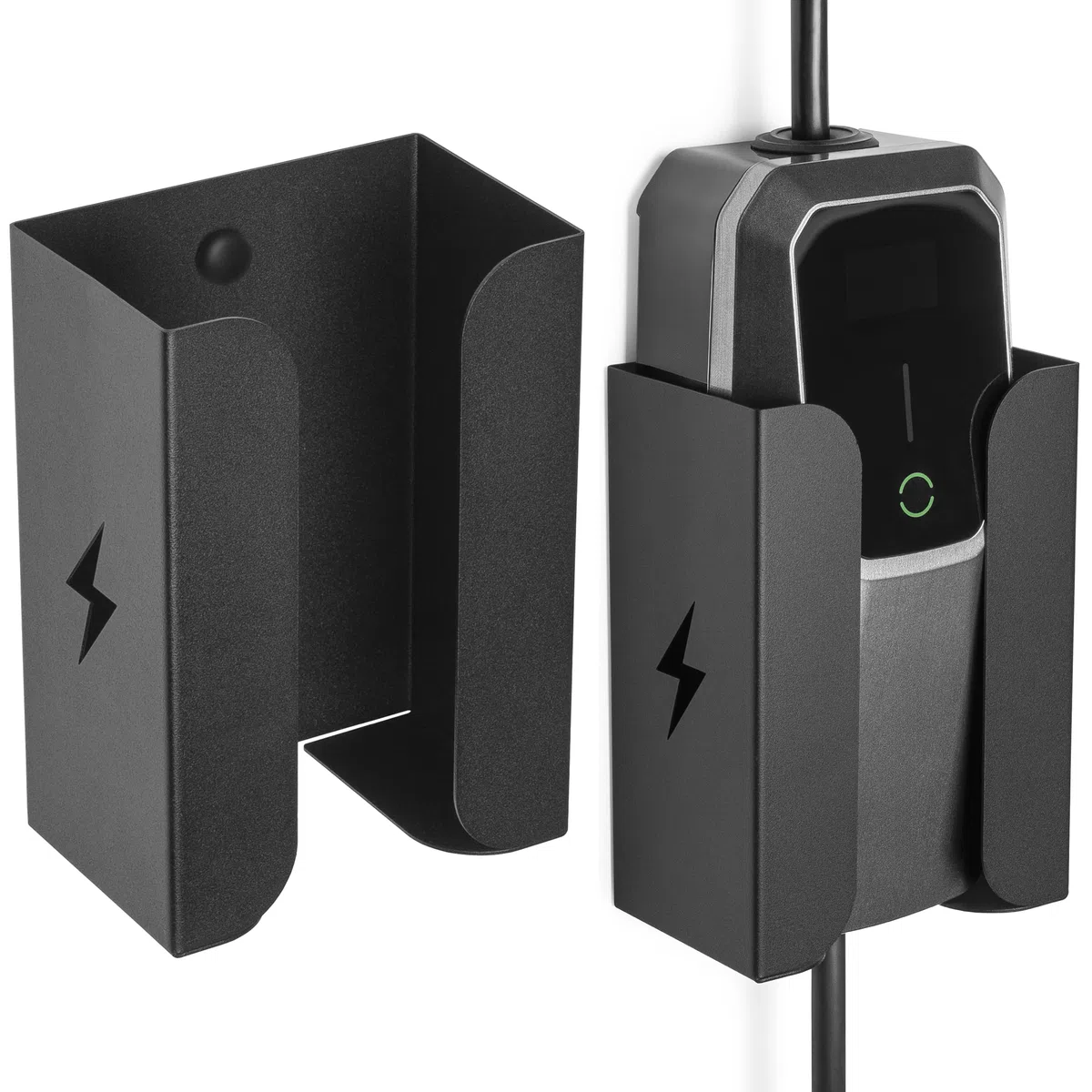 Supporto per caricabatteria da auto elettrica da parete in metallo • Base tipo scatola di controllo EV portatile • Gancio e gancio per cavo di ricarica tipo 2 • Caricatore portatile EV
