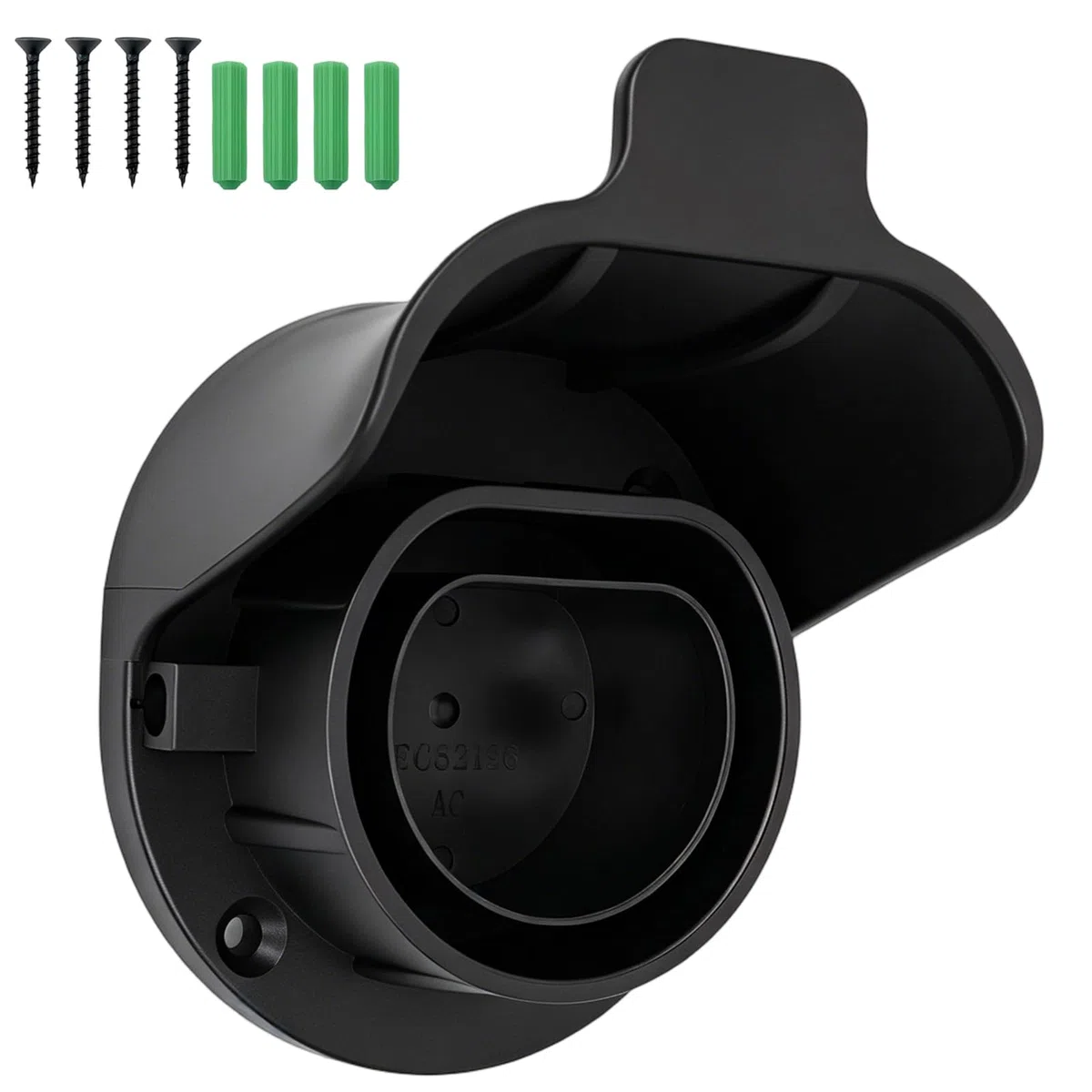 Tipo 2 EV supporto da parete per cavo di ricarica, supporto per cavo per caricatore EV IEC 62196-2, con viti, caricatore per esterni (nero)