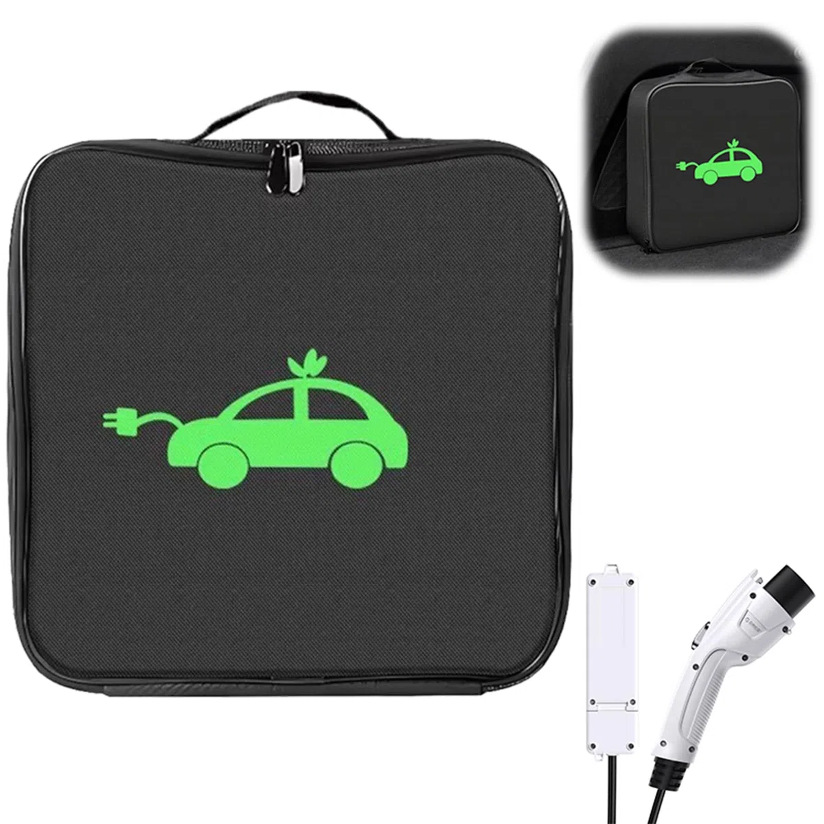 Zephyra Borsa Porta Cavi per Auto Elettriche – Custodia Impermeabile Antiscivolo per Cavo Tipo 1 & Tipo 2 – Organizer da Bagagliaio in Tessuto Oxford Resistente (32×32×10cm)