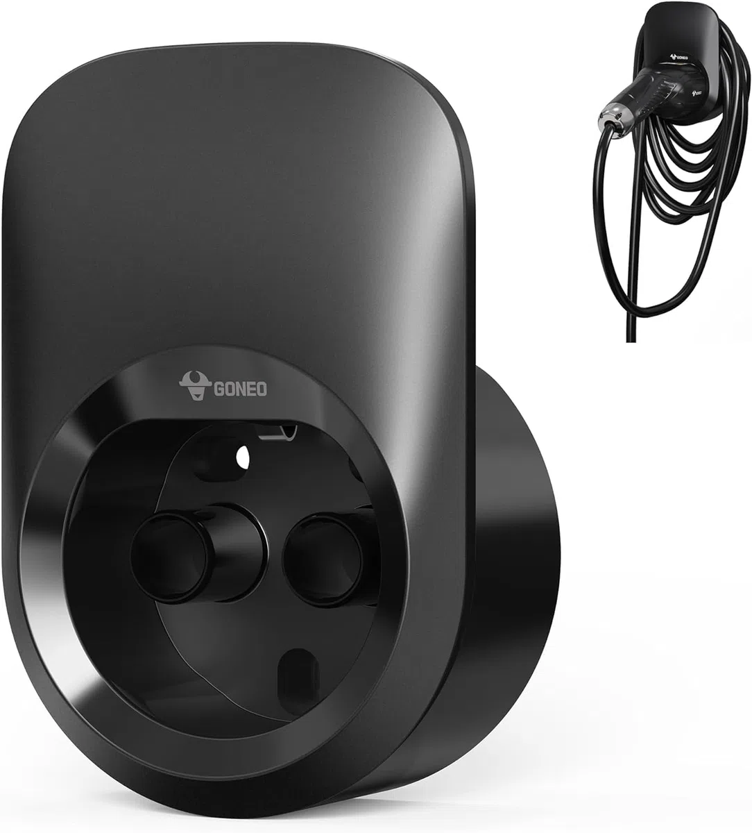 GONEO Supporto per Cavo di Ricarica a Parete di Tipo 2, Supporto per Cavo di Ricarica per Auto Elettriche di Tipo 2 con Connettore IEC 62196-2, Organizzatore di Cavi con Clip per la Casa