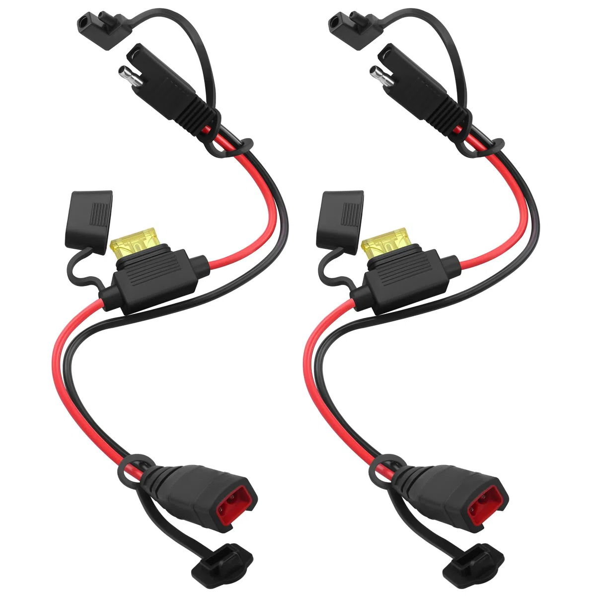 2 cavi di prolunga SAE, cavo SAE per caricabatterie intelligenti Genius, fusibile 20 A, cavo connettore impermeabile 12 V/24 V per moto, ATV, UTV, Harley, batteria Tender 11 pollici 14 AWG