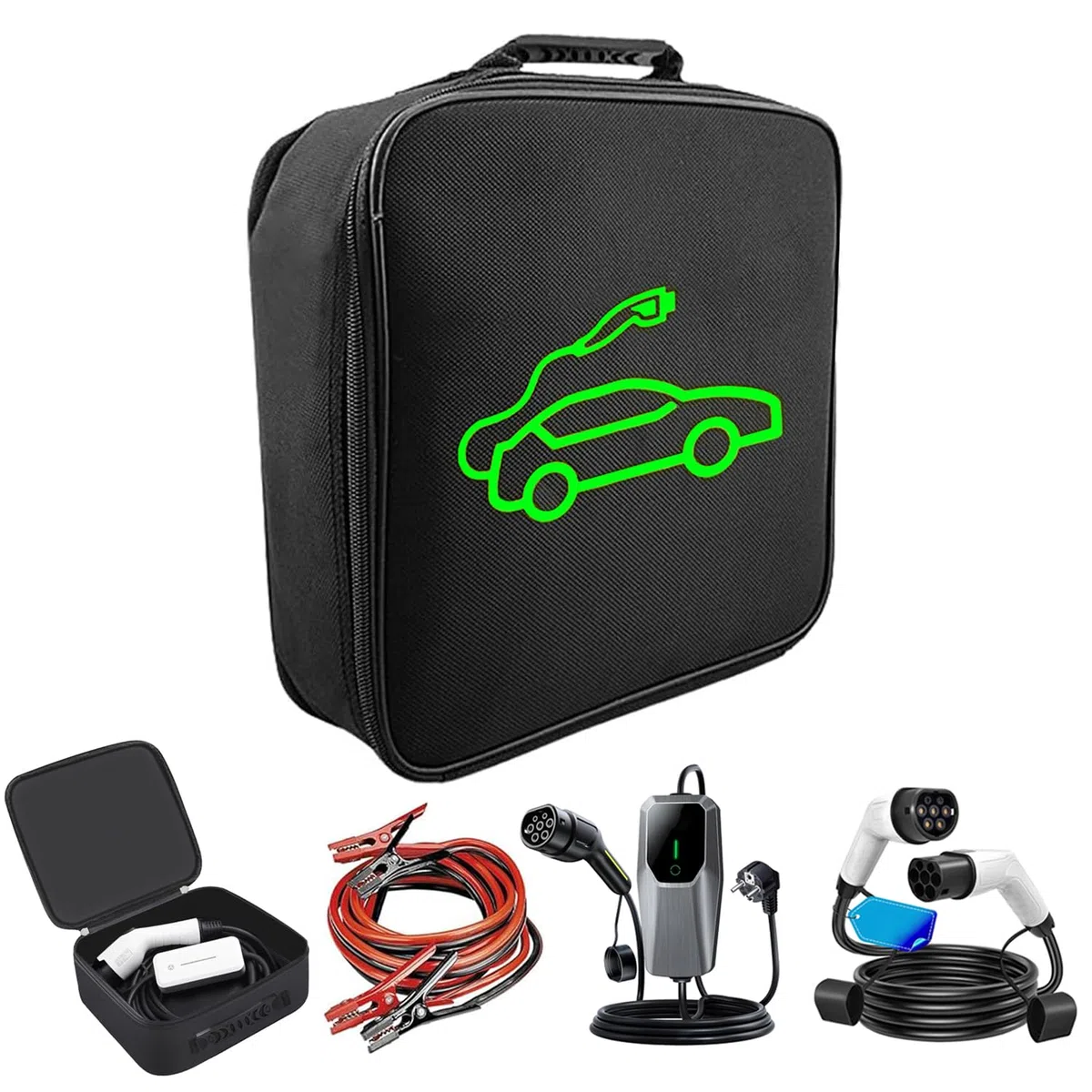 Custodia per cavi di ricarica EV in nylon 1680D, robusta custodia per cavo di ricarica di tipo 1/tipo 2, impermeabile e resistente agli urti, ideale per bagagliaio, garage o viaggi