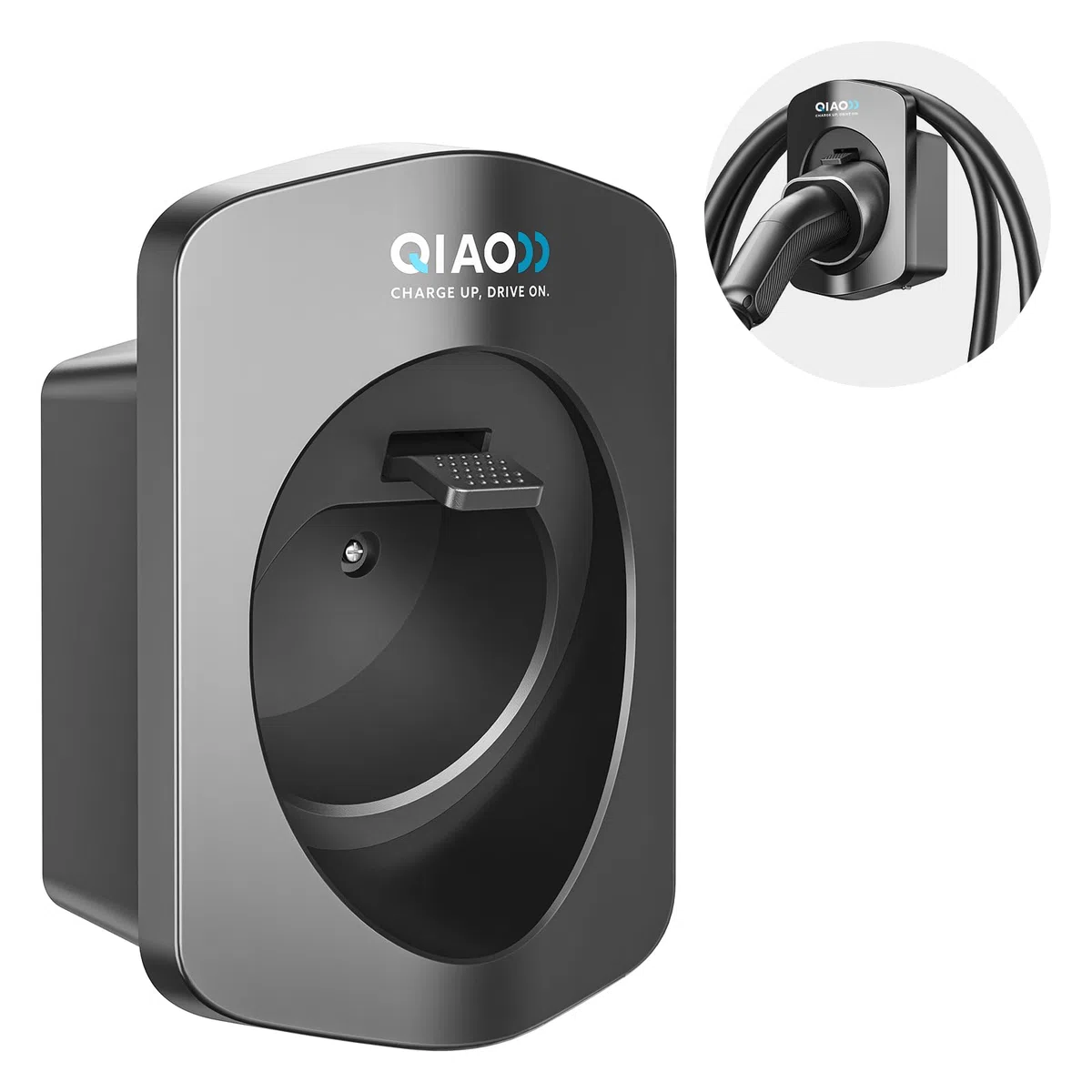 QIAO)) Supporto per caricabatterie EV tipo 2, organizer per cavi di ricarica EV a parete per auto elettrica con spine tipo 2 IEC 62196-2, scatola a muro per uso interno ed esterno